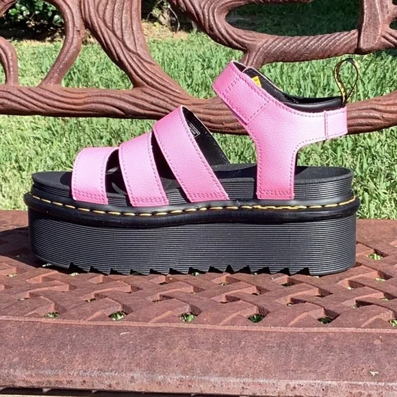 NWT Dr. Martens Blair Quad Vibrant Fondant Pink Strappy Sandals - Picture 3 of 7